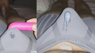 Twitching Orgasm Masturbating With TWO Vibrators While Cumming Through Underwear And Boxers