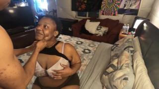 Savory Father's Hot Fuck On Bed Edge With Thick Ebony Lela Bear