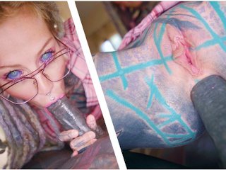 nerdy tattoo teen in glasses pov rough anal fuck