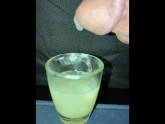 Trying to add another load to a shot glass with a month’s worth of my cum—slow motion 