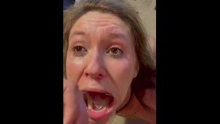 Homemade Using A Stretcher To Place Cum In Milf's Mouth