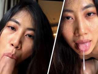 Screen Capture of Video Titled: My Asian throat belongs to him - I swallow his cum - POV 4K