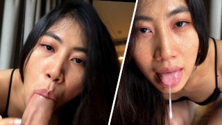 My Asian throat belongs to him - I swallow his cum - POV 4K