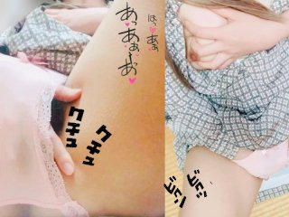 むちむちな素人太ももの間から顔を入れて♡乳首チラしてイク瞬間と合わせて2画面で【個人撮影】