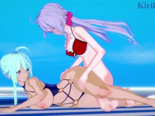 Cagliostro And Chris Yukine Have Intense Futanari Sex On The Beach. - Symphogear Hentai