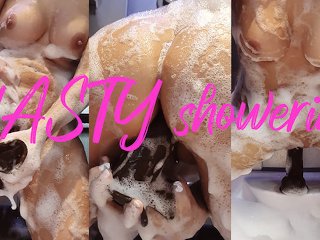 Italian Busty Milf Caught Showering And Masturbating With A Huge Dildo, Multiple Orgasms
