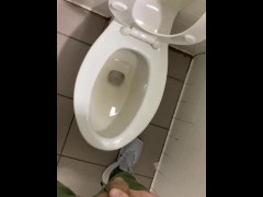 RT Running through public to dirty restroom bladder shy weak stream piss seat floor STAY UNTIL END 
