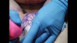 Getting pussy tattooed and fucked