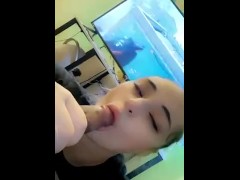 Latina records herself sucking step bro’s BBC while he plays the game!!