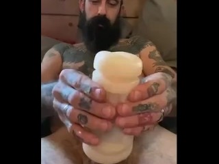 Daddy Stretching Some Small Holes - double ended pocket pussy_fuck andcum