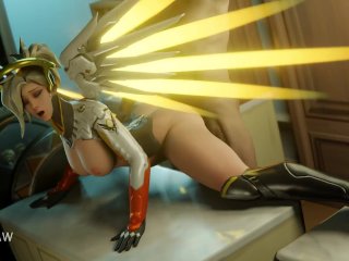 Doggy Style Sex with Hot Flexible Mercy on Table. GCRaw.Overwatch