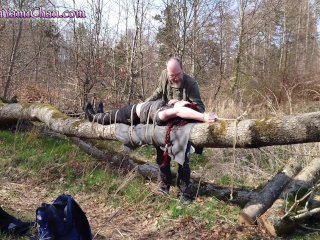 Girl Tied To Tree Log In Public Forest: Breath Control & Teasing To Orgasm - Preview!