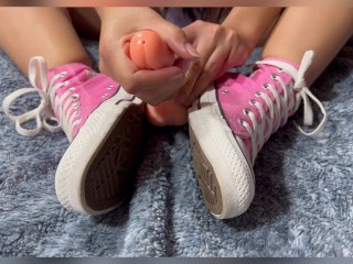 Sexygirl jerking dickwith pink converse chucks - MandySnow premium clip