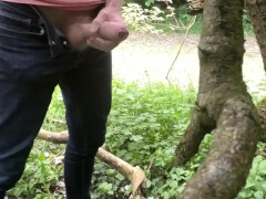 Masturbating in the woods while people walk by.. nearly CAUGHT jerking my big cock to cumshot