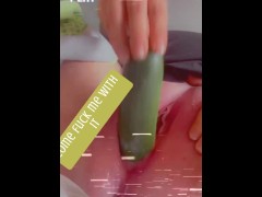 Bbw fucks cucumber creamy cum drips