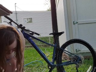 Tinder Teen Scrubs Her Bike_Outside