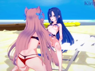 Tsubasa Kazanari and_Maria Cadenzavna Eve have an lesbian_play on the beach. - Symphogear Hentai