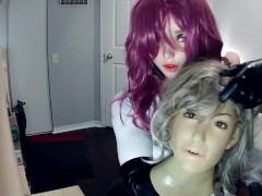 Erika & Jill Pt1! Kigurumi doll Jill shows you her Reni female mask