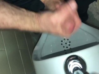 Solo Male Dirty Talk - Risky Public Washroom Masturbation At The Urinal_And Swallowing MyCumshot