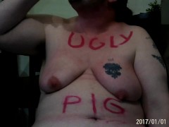 FTM Transgender Guy Drinks His Own Piss And Cries In Humiliation BDSM BBW Fat Pig Trans Man