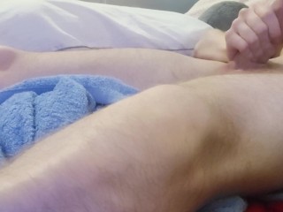 Young guy relaxing himself with a nice orgasm after stroking his big_white dick. MOANING!