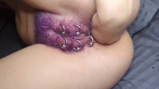 Rough Anal Fisting Squirt With Purple Hairy Pierced Pussy