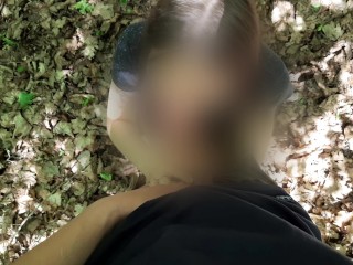 Our hike_in the forest ended with a great blowjob. Step sister persuaded meto have sex in nature.