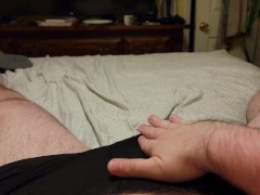 Chubby Nerd teases cock while dirty talking