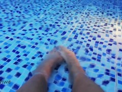 Foot fetish in a big pool