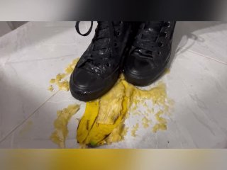 Banana Crushed by Sexy Teen Latina in Black Converse_Chucks - MandySnow FreeClip