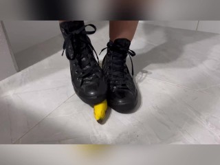 Banana crushed by sexy teen latina in black_converse chucks - MandySnow free clip