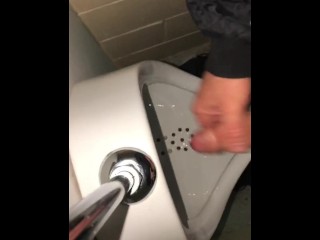 Risky Public WashroomMasturbation Pissing_and Cumming into a Urinal