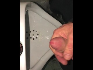 Public washroom Urinal Masturbation_Cumming After Pissing