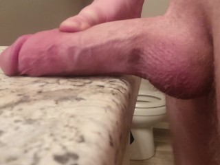 Thick Cock Rubbed On Bathroom Counter, Moaning_and Nice Cumshot Finish