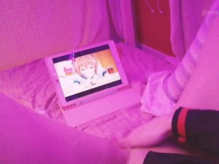Kawaii girl masturbates after class watching lesbian hentai_until squirts and_pisses herself