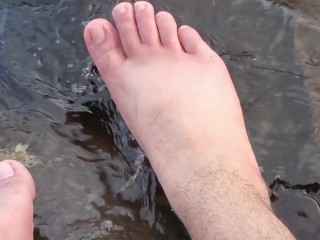 Big Feet And Hairy Legs Splashing_At TheBeach