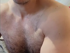 Muscle bear flexing and showing off armpits!