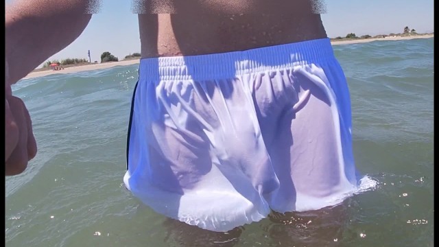 Big Erect Cock Shorts - People on the Beach Freak out when I get Wet in Shorts - Pornhub.com
