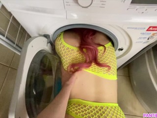 My stepmom got stuck in the washing machine and_I decided to fuck her. She didn'tmind!
