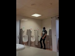 jerking off in a public toilet at Barcelona airport. almost caught by the cops. very hot risky