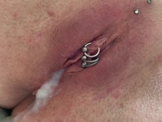 Compilation of Fuck My Pierced Clit and 2 Cumshot on Me and In My_Pussy Creampie AquaPola