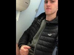 Horny Lad Jerking Off in Public Toilets