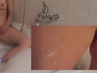 Nuit de noce - Sex romantique dans la baignoire, lingerie sexy et_dildo en_verre