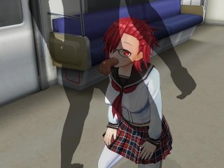 3D Hentai Schoolgirl Sucks A Big Dick In A Subway Car