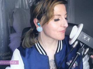SFW ASMR Amateur Ear Eating Wet Kisses - PASTEL ROSIE Twitch_Model - Sexy Girlfriend Tongue Eargasm