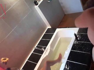 Peep.Voyeur. Housewife Washes in the Shower with Soap, Shaves Her Pussy in the_Bath. 13