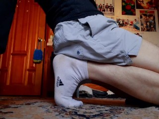 asmr footjob show in adidas white sports socks