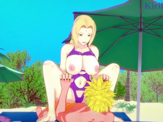 Tsunade and Naruto_Uzumaki have intense sex on_the beach. - Naruto Hentai