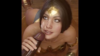 Mother Wonder Woman Blowjobs The BBC And Gets Cum On Her Face In 3D Animation With Sound