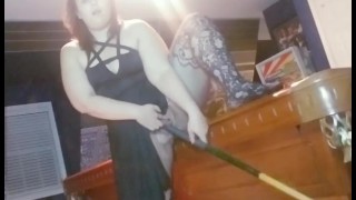 Orgasm Chubby Girl Fucks Herself On The Pool Table With A Pool Stick Until She Squirts